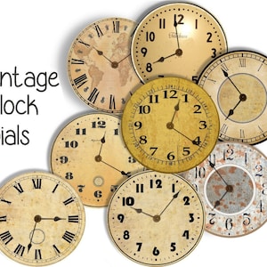 Vintage KLOK DIAL FACES - 8 4 inch Craft Circles - Instant Download Digitale Afdrukbare Klok Watch wijzerplaten Steampunk antieke klokken