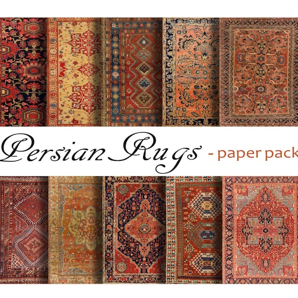 ORIENTAL RUGS PAPER Printable Papers Download, Antique Persian Carpets, Scrapbooking, Wallpaper, Background,Dollhouse, Miniatures, Decoupage