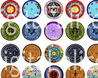 MAGIC OUIJA BOARD Craft Circles -Halloween, Spirit Board Instant Download Digital Printable -Tapas de botella, pegatinas, manualidades de papel - DiY Print
