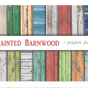 PAINTED BARNWOOD TEXTURES Paquete de papel- Papeles digitales - 16 tablones desgastados de madera de revestimiento de granero desgastados, papel imprimible, fondos, texturas