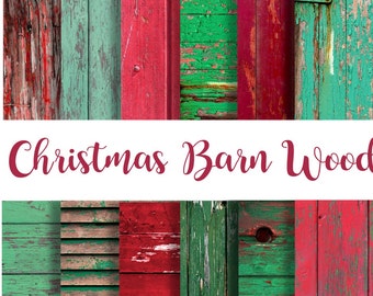 RUSTIC CHRISTMAS Digital PAPER  printable Barn Wood Texture background, Xmas crafts, photography, Wallpaper, Red and Green 12 Papers