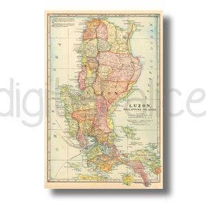 VINTAGE PRINTABLE MAP - Philippines Instant Download Digital Printable Map-  Philipino Map -3 sizes- DiY Print as many as you like