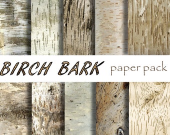 BIRCH BARK PAPER, 10  Printable Papers Download, Rustic Wood Texture, Photography Backdrop, Wallpaper, Wedding, Background,Distressed Wood