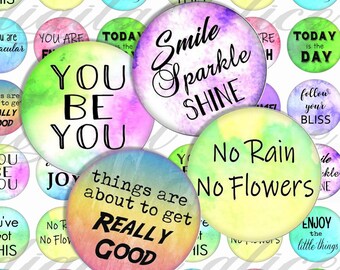 INSPIRATIONAL QUOTES CIRCLES Motivational Sayings Uplifting Words digital download collage sheet bottlecaps, cabuchon,jewelry, party,crafts