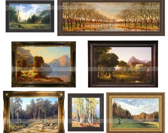 Miniature Framed Paintings MINIATURE LANDSCAPE MASTERPIECES Instant Download Digital Printable-10 paintings for dollhouses crafts