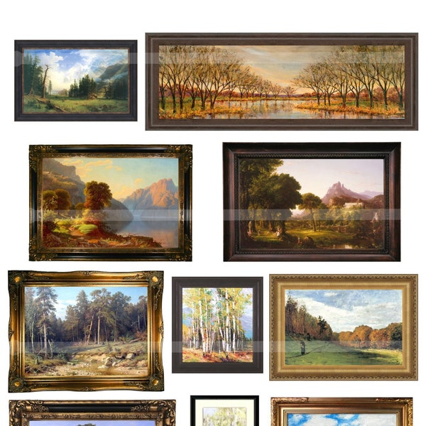 Miniature Framed Paintings MINIATURE LANDSCAPE MASTERPIECES Instant Download Digital Printable-10 paintings for dollhouses crafts