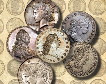RARE GOLD COINS Craft Circles - Printable Ancient Antique Coins -  Instant Download, Collage Sheet , scrapbooking crafts