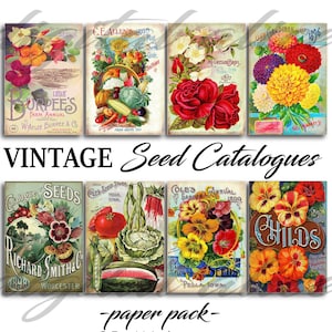 VINTAGe SEED CATALOGS - 8 PRINTS of Old Seed Catalogue Covers  - Instant Download Digital Printable Papers- Wall Art DiY 8 x 11 in