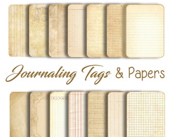 Vintage WRITING PAPER -Journal Tags - printable old paper backgrounds for crafts, photography, Party, Distressed- 14 Papers