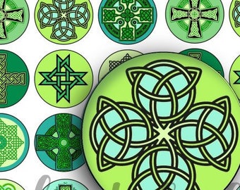 CELTIC CROSSES and KNOTS - Cabochons Bottlecaps 1 and 2 in Instant Download Digital Printable circles - Irish St Patricks Day jewelry more