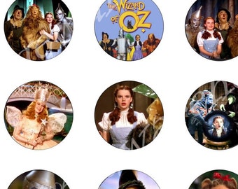 WIZARD of OZ Craft Circles - Original Wizard - Dorothy Toto Tinman- Download Digital Printable Bottlecaps Cupcakes Collage Sheet - 5 sizes