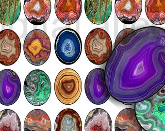 AGATE GEODE SLICES Oval Download - 30x40 and 22x30mm - Swirly Colorful Rock Gemstones - .Digital Collage Sheet, Instant Printable  Pendants