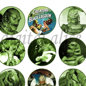 CREATURE from the BLACK LAGOON Craft Circles -Instant Download Printable - Scary 1954 Monster Movie- Monter Image download