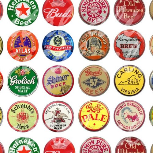 Vintage BEER BOTTLE CAPS Craft Circles Printable Old Beer Etsy