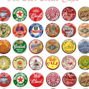 Vintage BEER BOTTLE CAPS Craft Circles Printable Old Beer Ale Bottle Caps Instant Download Digital Bottlecaps Collage Sheet 1,1.5,2 in image 1