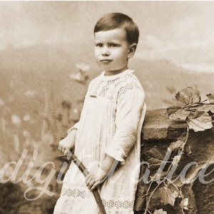 VINTAGE CHILD PHOTO -Little 1800s Boy pulling his wagon-Digital Download Printable -2 sizes - collage, scrapbooking, cards,