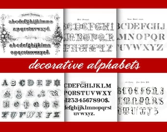 Antique Gothic Alphabet Letters - Medieval Font Initials (Digital Download)