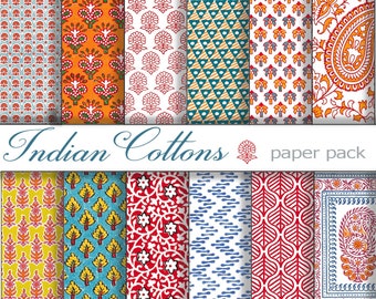 INDIAN BLOCK PRINTS, Printable Papers, Digital Download Cotton Calico , Photography Wallpaper, Wedding, Background,Vintage Indian Patterns