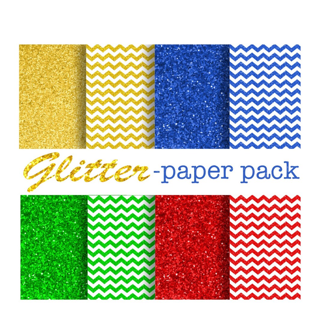 GLITTER DIGITAL PAPER Printable Paper Pack Chevron Party - Etsy
