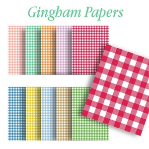 Colorful Retro GINGHAM CHECKS PAPER Pack- Digital Paper Pack -10 Printable Papers,Instant Download Digital Christmas Baby Wrapping more