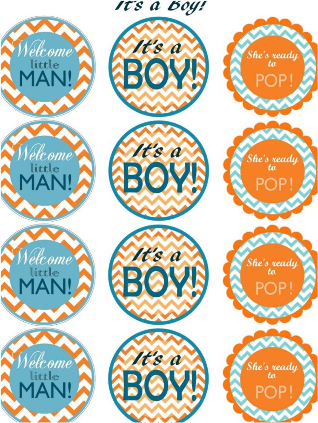 CHEVRON BABY SHOWER Instant Downoad Printable Circles Shes - Etsy