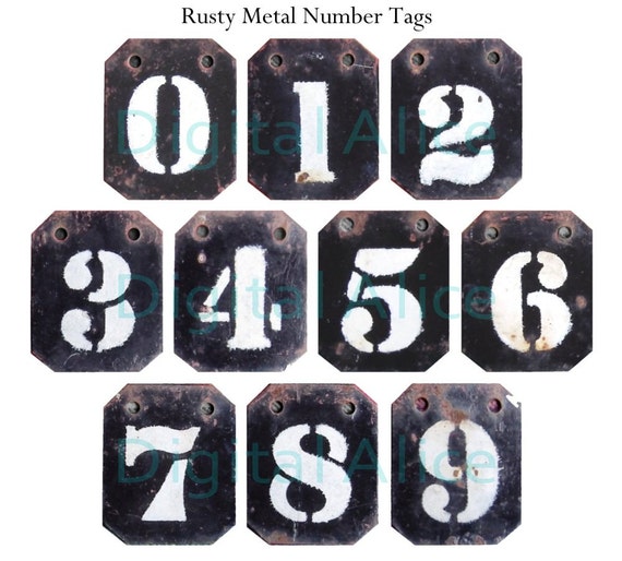 Old RUSTY NUMBERS Craft Circles Vintage METAL Numbers instant Download  Digital Printable Bottle Caps,jewelry,crafts More Industrial 