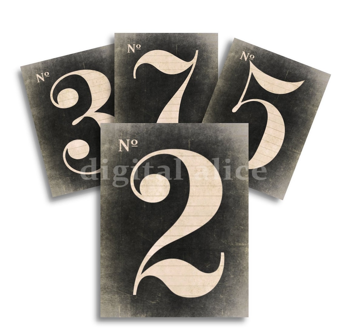 Worn FARMHOUSE NUMBERS Paper Pack Download - 1-10 Vintage House Number ...