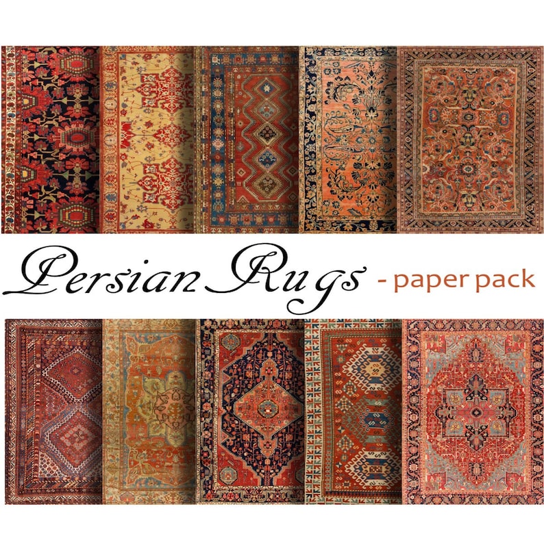 ORIENTAL RUGS PAPER Printable Papers Download, Antique Persian Carpets, Scrapbooking, Wallpaper, Background,Dollhouse, Miniatures, Decoupage image 1