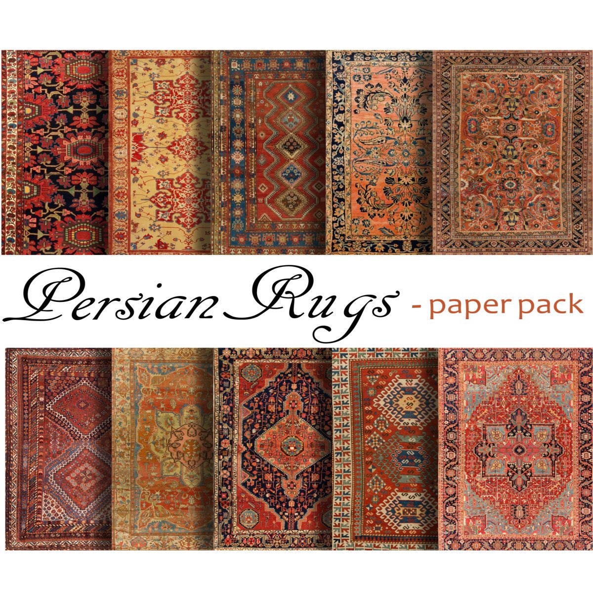 ORIENTAL RUGS PAPER Printable Papers Download Antique Persian - Etsy Sweden