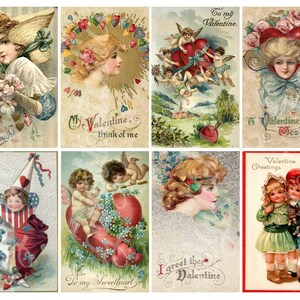 VICTORIAN VALENTINE HEARTS Instant Digital Download Antique Valentine Collage Sheet Printable Sweetheart Hearts image 4