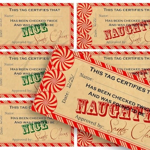 NAUGHTY and NICE SANTA Tags Instant Download Digital Printable ...