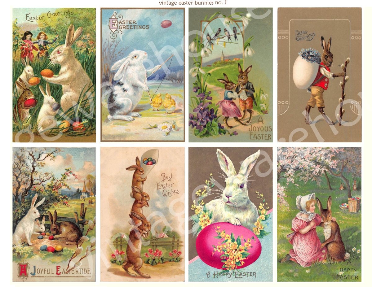 pulcini pasquali cesto uova colorate cartolina d'epoca Pasqua Ostern