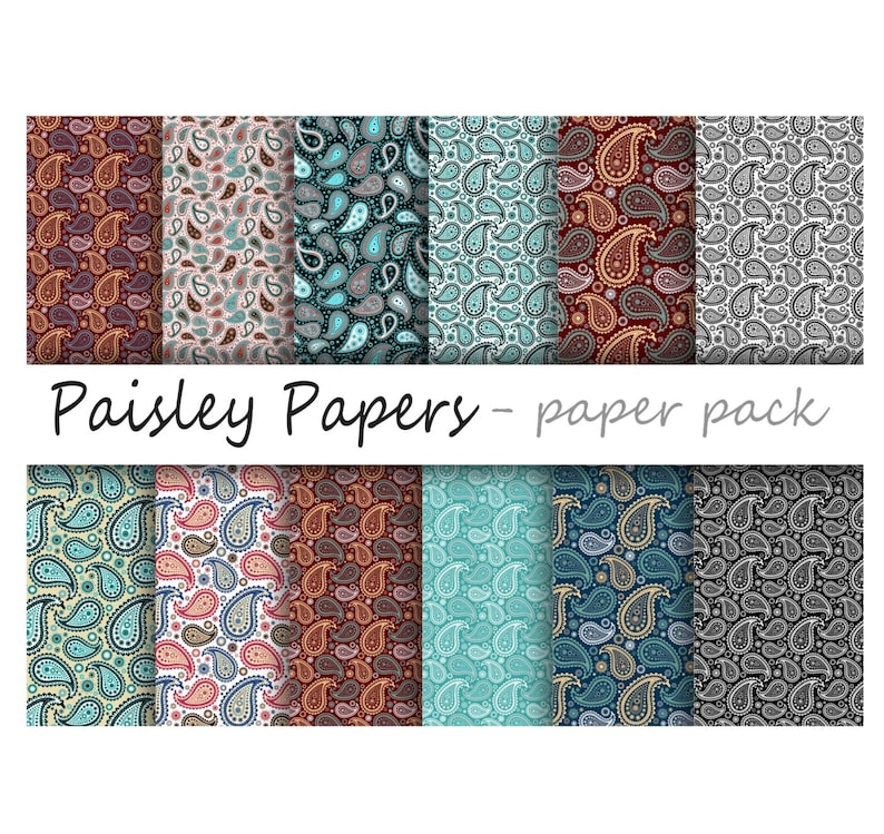 PAISLEY PAPERS Digital Paper Pack 12 Luxurious Etsy