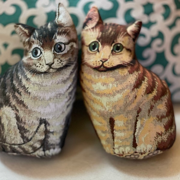 Primitieve TABBY CAT KITTEN Pillow Doll 1892 reproductie Litho Rag Doll Pillow - LAND Prim