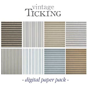 HOMESPUN STRIPED TICKING Fabric- Pack de papier de téléchargement numérique- papiers de texture vintage - Téléchargements de papier imprimable Primitive Country - DiY