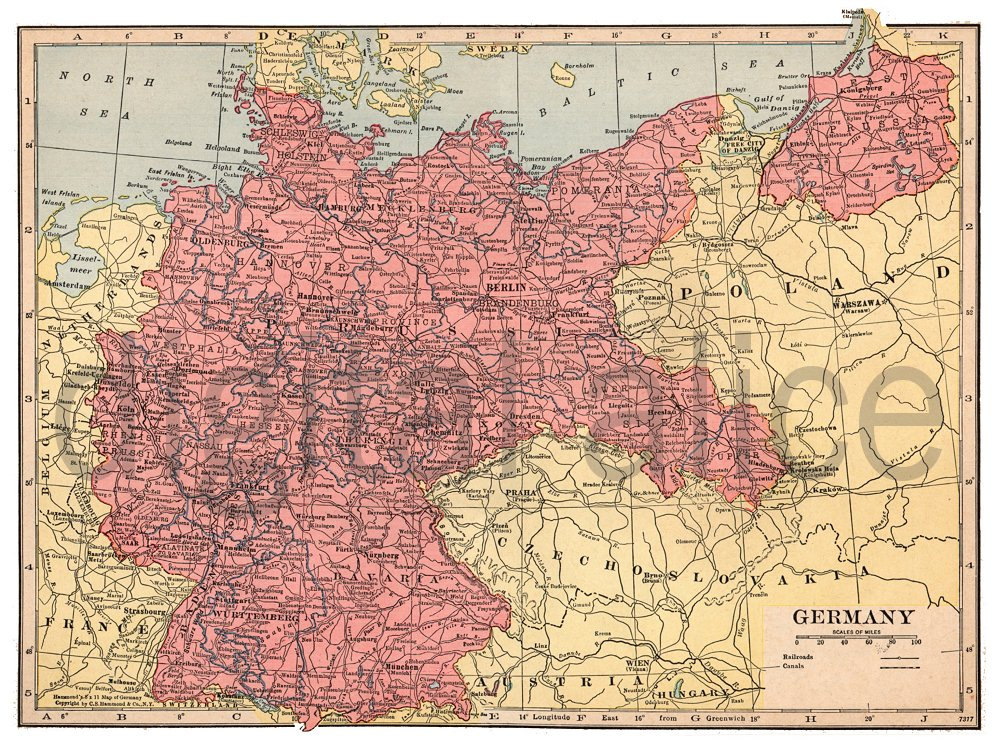 Vintage MAP of GERMANY Instant Download Digital Printable | Etsy