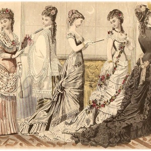 Antique VICTORIAN LADIES FASHION Plate Print - Les Modes Parisiennes-Victorian Women - Instant Digital Download - Art Print
