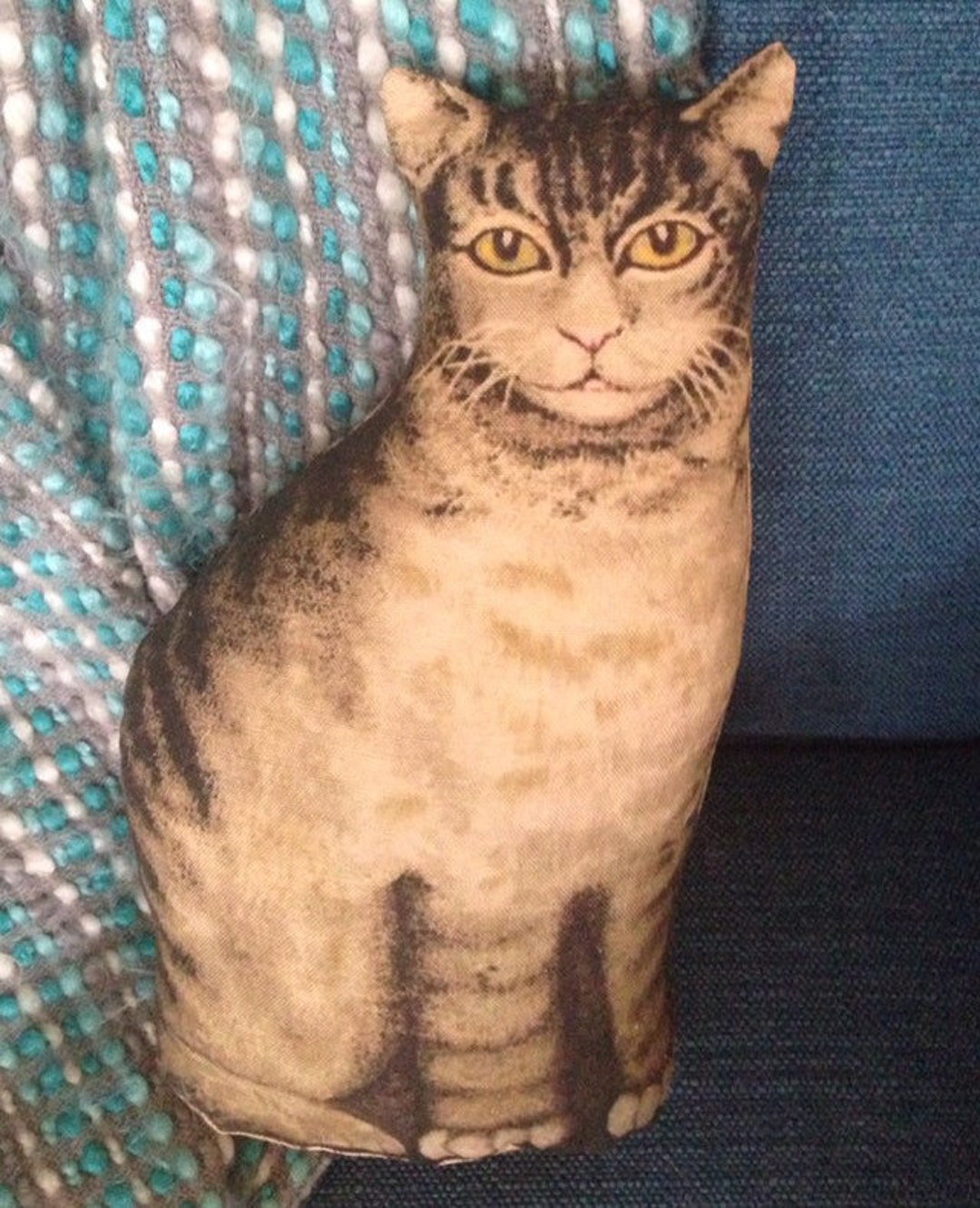 Primitive TABBY CAT Pillow DOLL 1892 Reproduction Litho Rag Doll Med 10