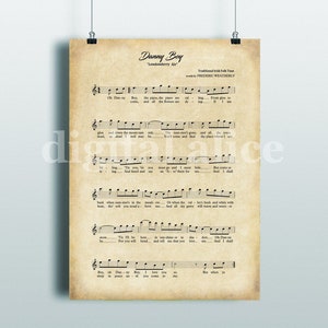 IRISH SHEET MUSIC - Danny Boy -Instant Download Digital Printable Love Song- St. Paddys Day, Love, Wedding more