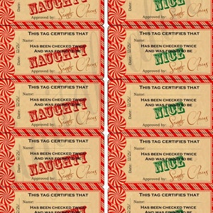 NAUGHTY and NICE SANTA Tags Instant Download Digital Printable ...