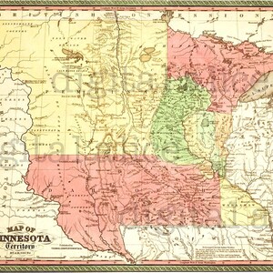 Colorful VINTAGE MINNESOTA MAP -Instant Download Digital Printable- Mn - Old Minn Map - 8 x 10,11 x 14 - Stampa fai da fai-da-fi