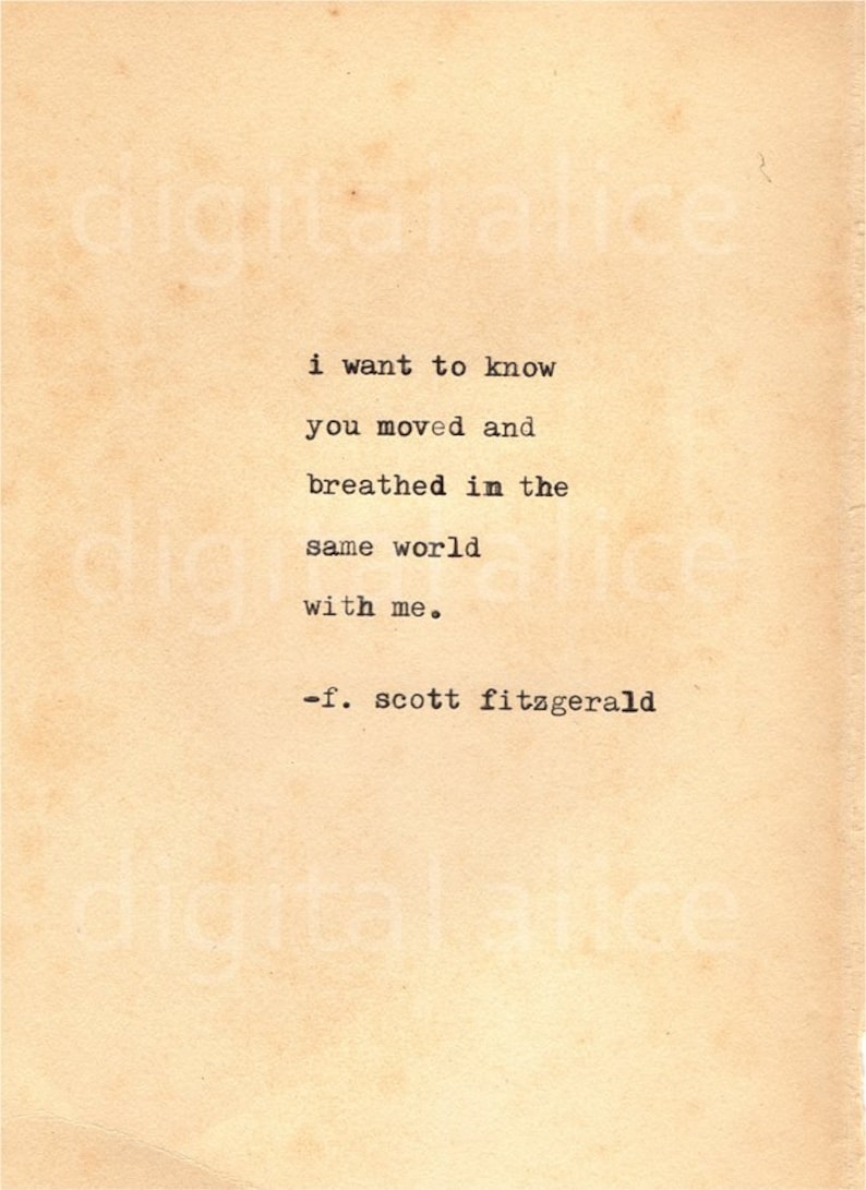 VINTAGE TYPEWRITER PRINT f Scott Fitzgerald Quote Wall Art image 4