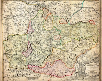 Vintage 1700's DRACULA MAP - Transilvania no.1 - Descarga instantánea digital imprimible- HALLOWEEN Old Map 8.5 x 11 , 14x17