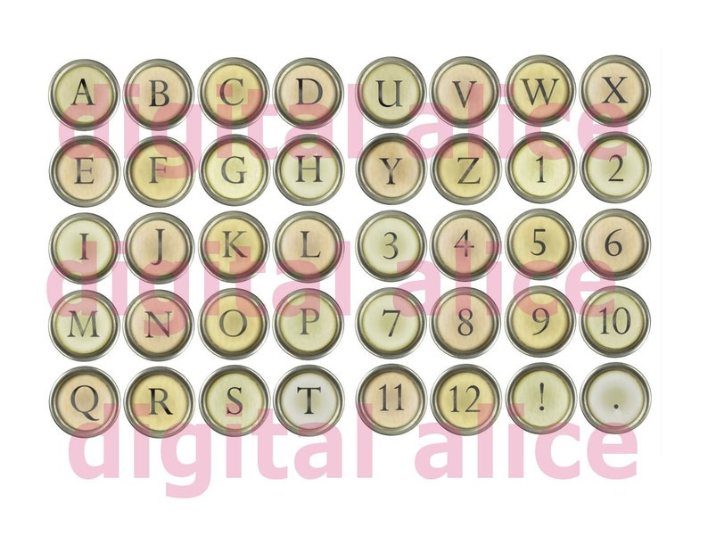 VINTAGE TYPEWRITER KEYS Craft Circles Old Letter Keys Etsy