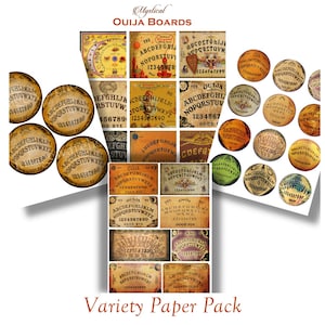 VINTAGE OUIJA BOARDS  Digital Download Variety Pack - Halloween, Spirit Board Instant Printable-Paper, Circles, Coasters and Mini Boards DiY