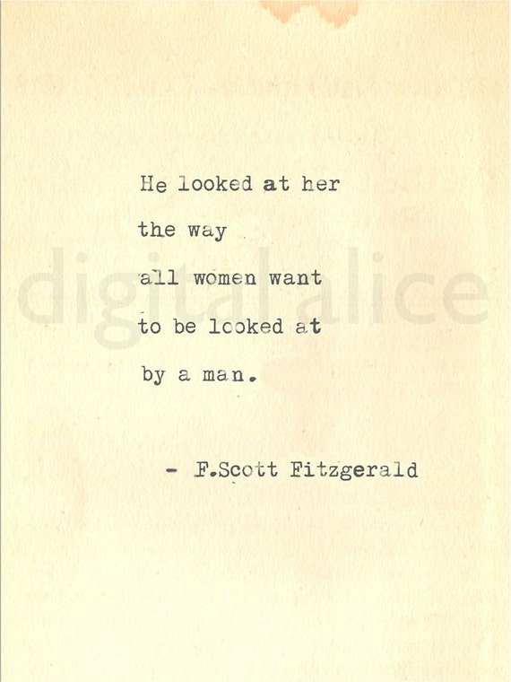 The Great Gatsby Book Page Art He Looked At Her Print Quote