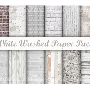 Peut inclure: Un ensemble de 12 papiers num&eacute;riques avec des textures blanchies &agrave; la chaux. Les textures comprennent la brique, le bois et le b&eacute;ton. Les papiers sont parfaits pour le scrapbooking num&eacute;rique, la fabrication de cartes et autres projets d'artisanat.