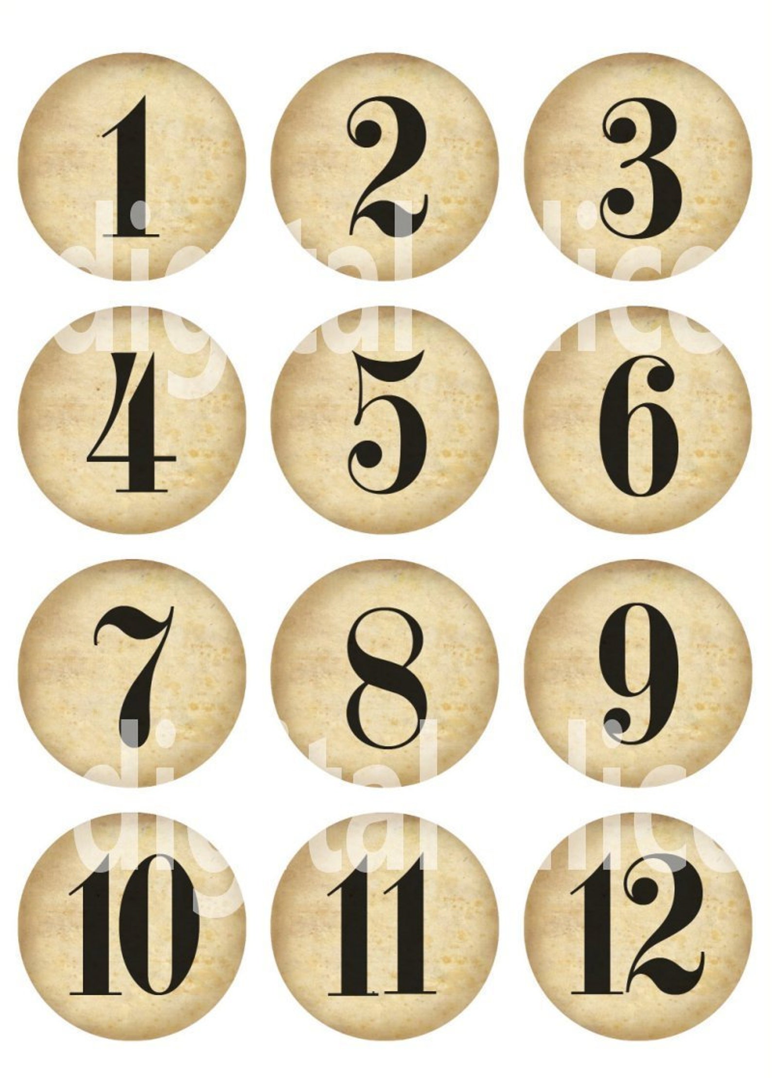 VINTAGE OLD NUMBERS Craft Circles Aged Parchment Paper - Etsy