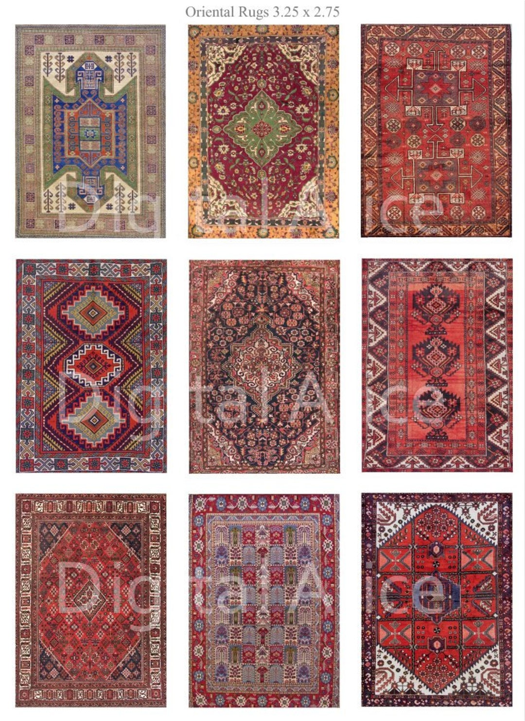 Oriental Rug Patterns.pdf ANTIQUE ORIENTAL RUG - Digital Download Collage Sheet , Tags,miniatures ...
