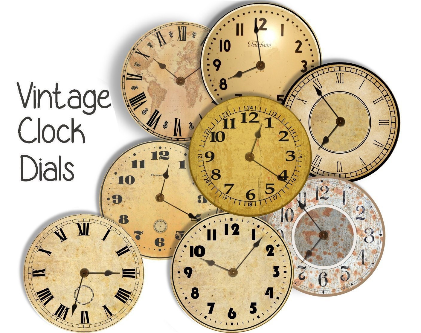 Vintage CLOCK DIAL FACES 8 4 Inch Craft Circles Instant - Etsy Hong Kong
